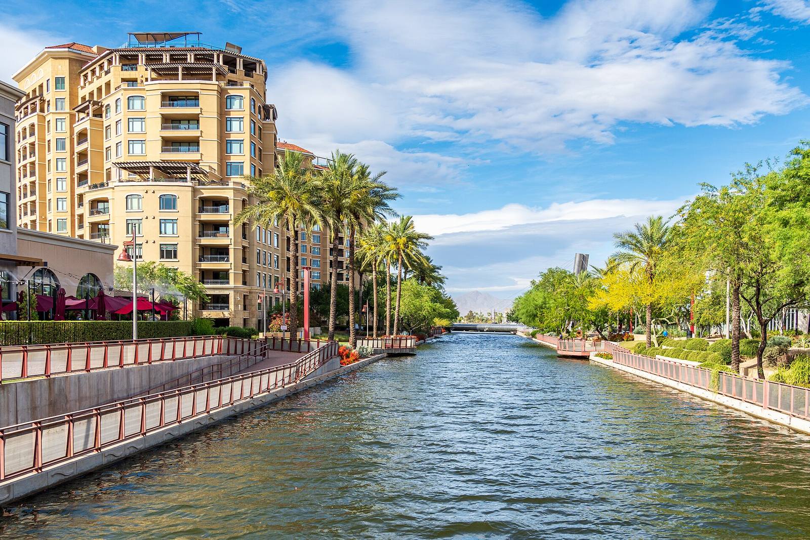 The Arizona Canal at the Scottsdale Waterfront, next to Old Town Scottsdale